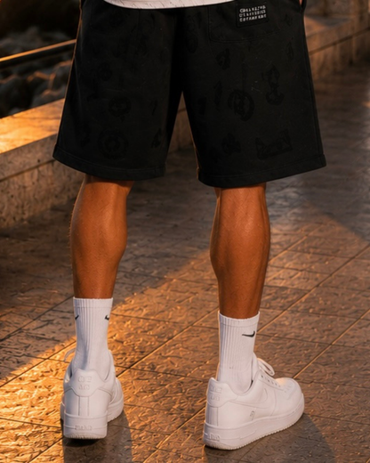 Number Print Shorts – Black