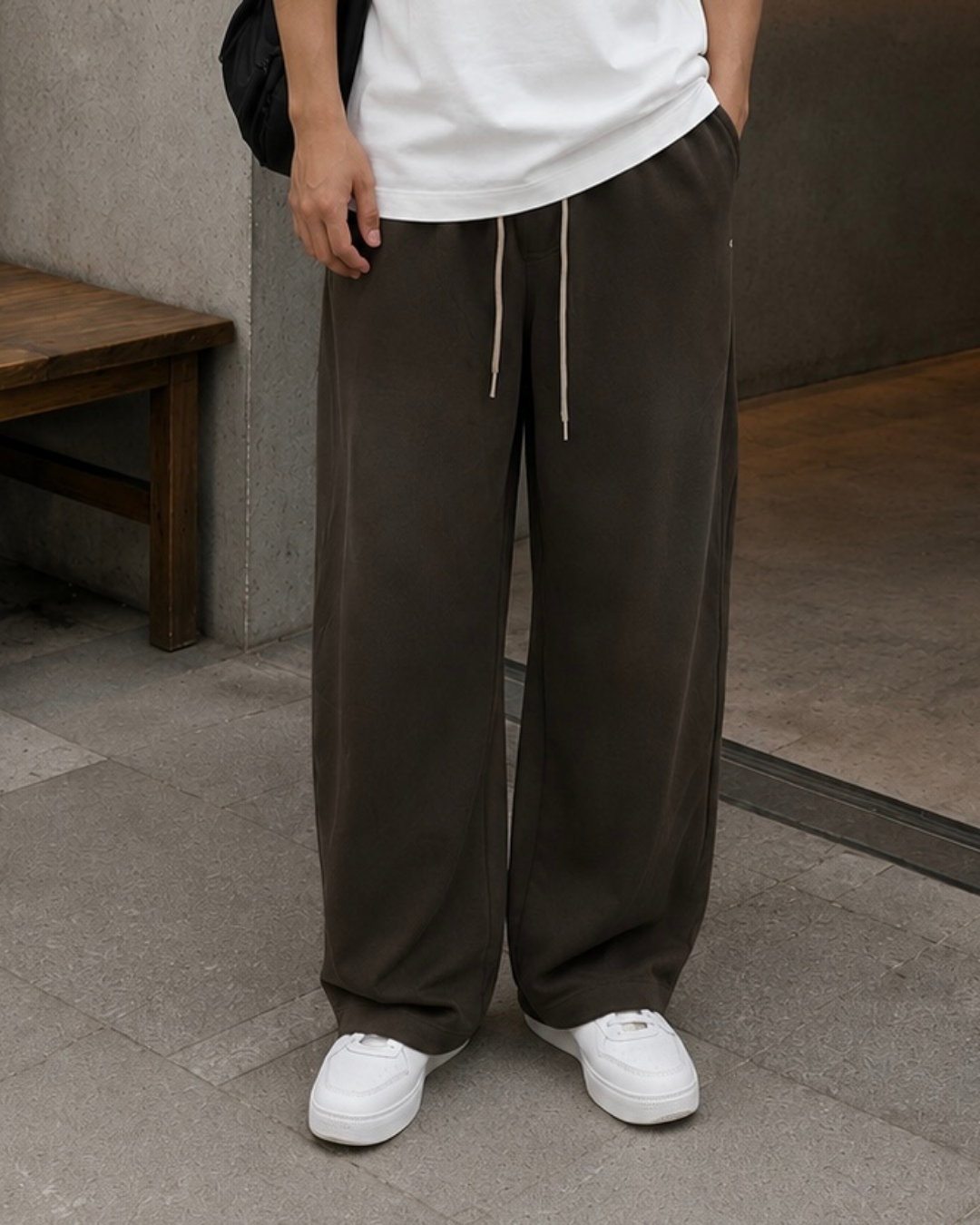Washed Wide Leg Pants – Brown