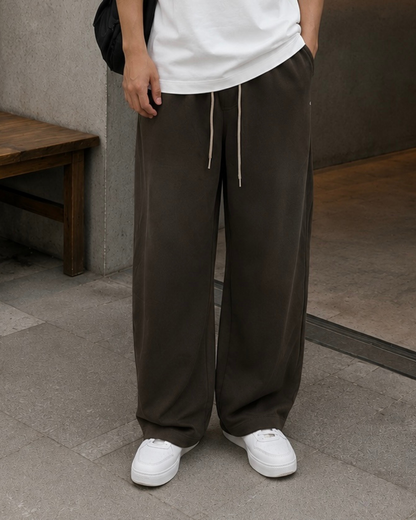 Washed Wide Leg Pants – Brown