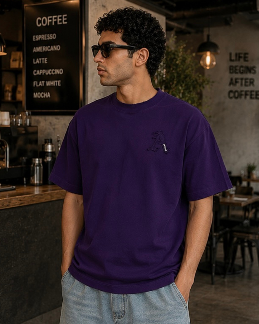Embroidered Tee – Purple